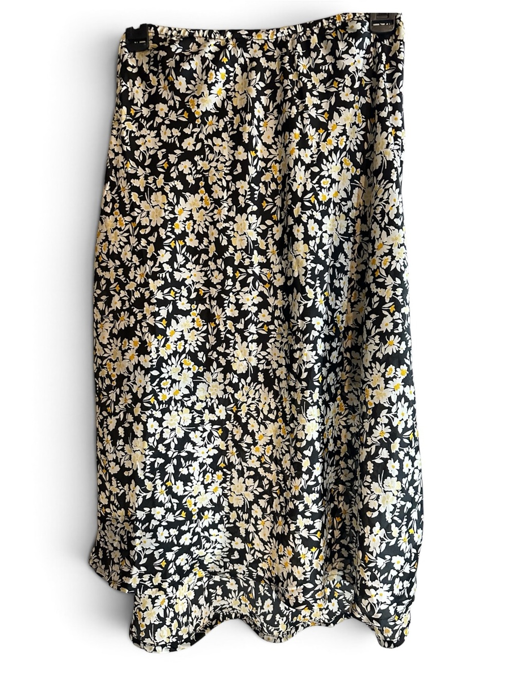 Sienna Sky Black Midi Skirt with Cream and Yellow Floral Print